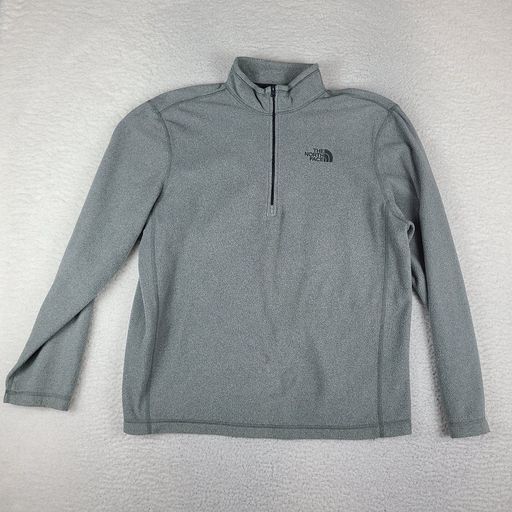 The North Face Sweater Mens Large Gray Fleece Quarter Zip Sweatshirt